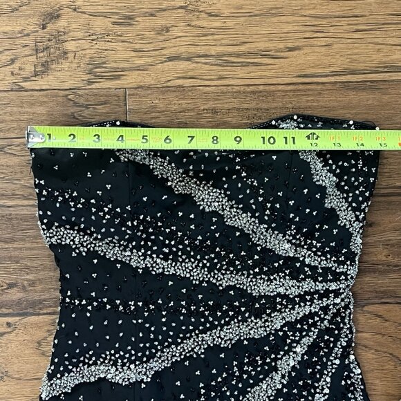 Riva Designs Black Beaded Evening Prom Dress Size 6 Small Strapless Whimsigoth - Picture 13 of 16